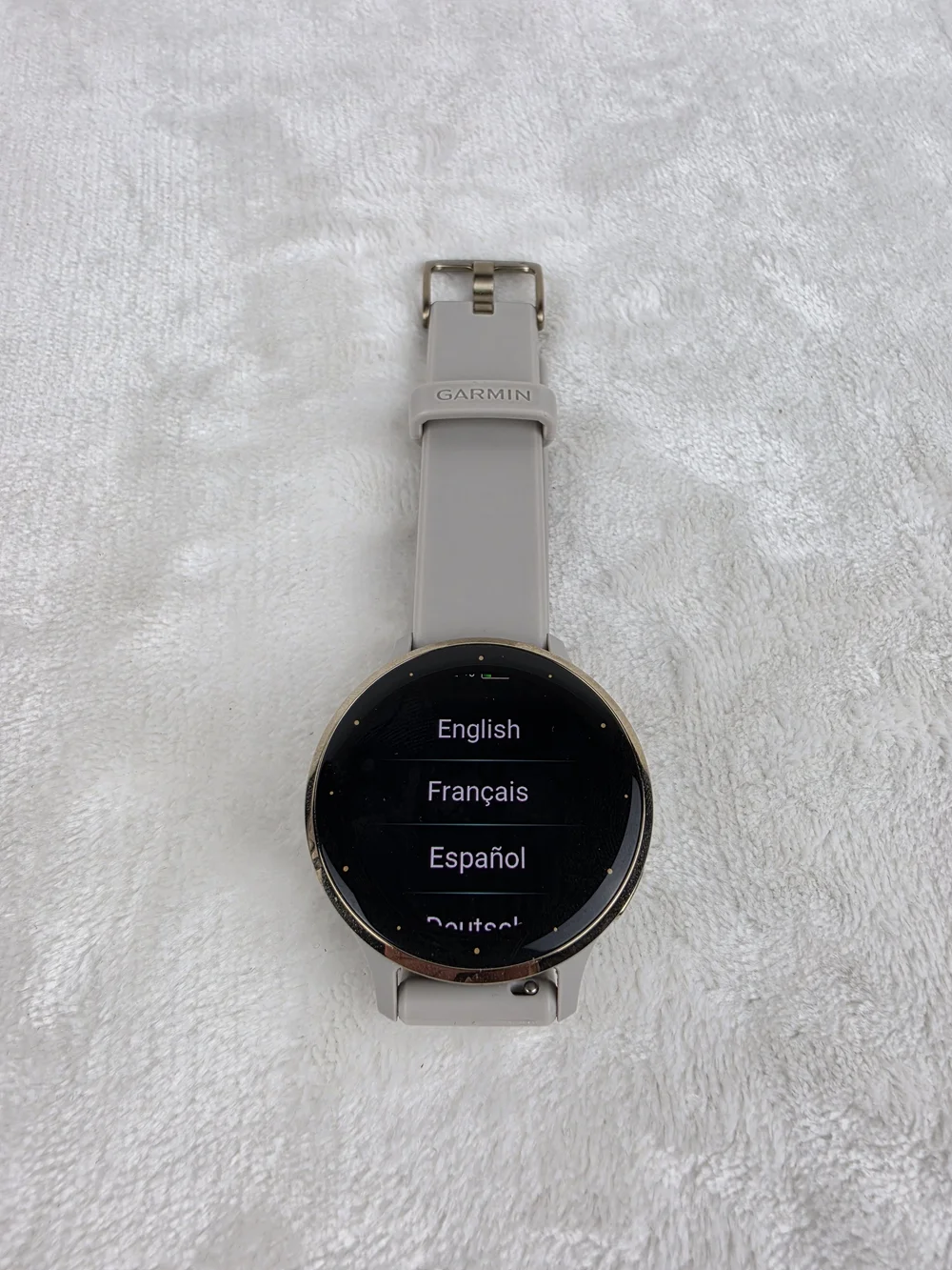 Garmin Venu 3S GPS Smartwatch 41mm French Gray Soft Gold 010-02785-02 EUC
